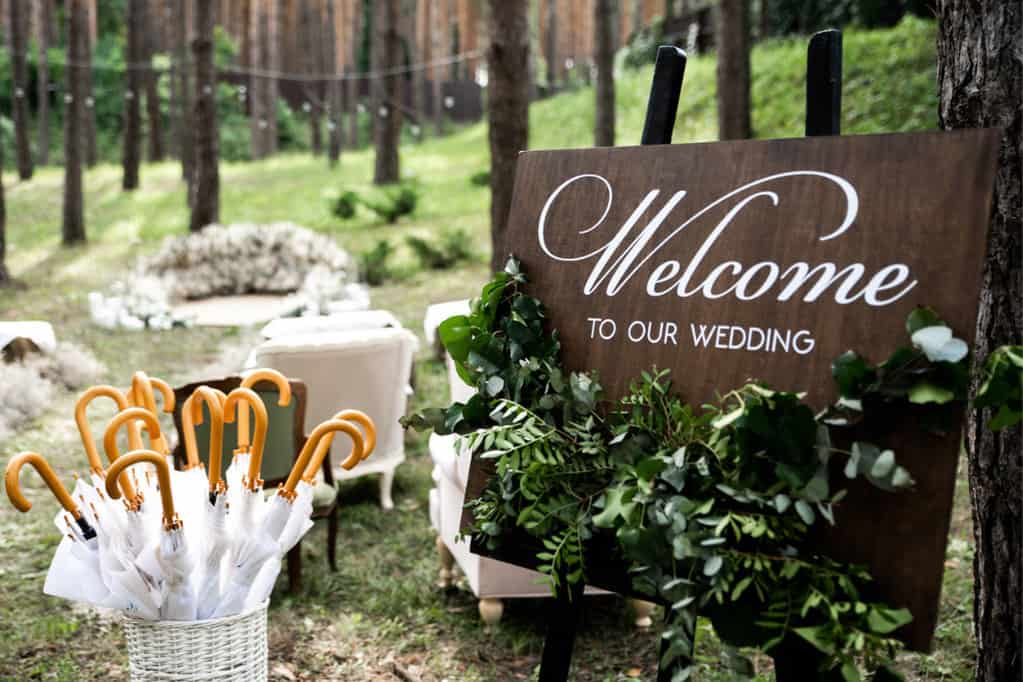 outdoor wedding wedding signage and decor