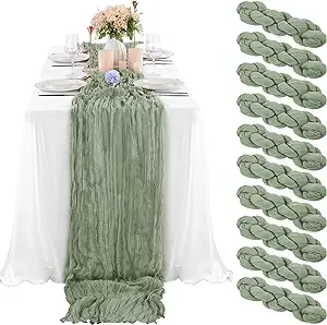 Sage Green Cheesecloth Table Runner