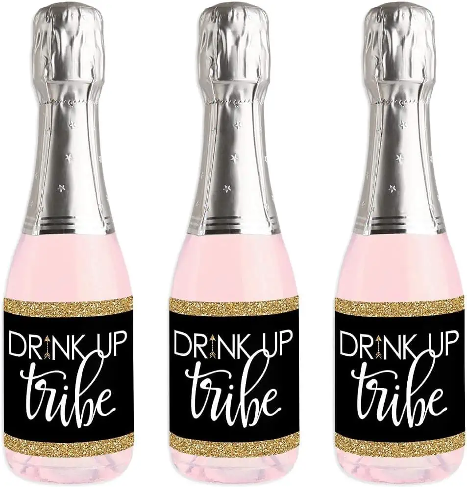 mini bottle of champagne with customized labels – unique bridal shower favor